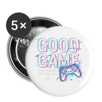 Neon Retro Game Graffiti - Buttons groß 56 mm (5er Pack) - Weiß - Vorne