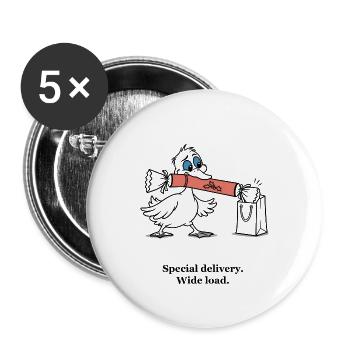 Christmas Duck liefert einen übergroßen Cracker - Buttons groß 56 mm (5er Pack) - Weiß - Vorne