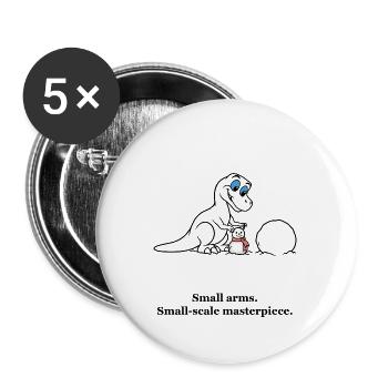 Kleiner T-Rex baut einen Weihnachtsschneemann - Buttons groß 56 mm (5er Pack) - Weiß - Vorne