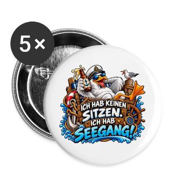 Ich hab Seegang Cartoon - Buttons groß 56 mm (5er Pack) - Weiß - Vorne