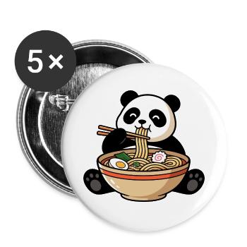 Panda, Ramen, Japanische Nudeln, Süßer Pandabär - Buttons groß 56 mm (5er Pack) - Weiß - Vorne