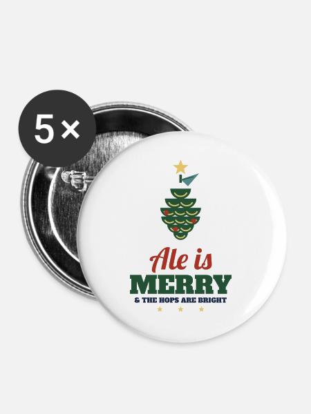Ale Is Merry – Craft-Bier Weihnachtsshirt - Buttons groß 56 mm (5er Pack) - Weiß