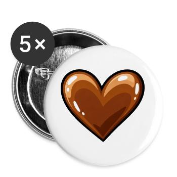 Glänzendes Herz - Buttons groß 56 mm (5er Pack) - Weiß - Vorne