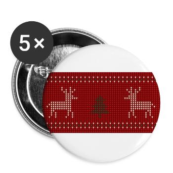 Rentier-Weihnachtsstrick Print - Buttons groß 56 mm (5er Pack) - Weiß - Vorne
