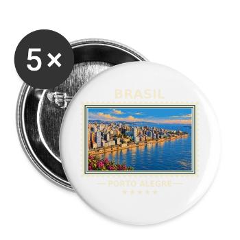 Brasilien Porto Alegre Vintage Reisemarke - Buttons groß 56 mm (5er Pack) - Weiß - Vorne