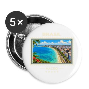 Brasilien Maceió Vintage Reisemarke - Buttons groß 56 mm (5er Pack) - Weiß - Vorne