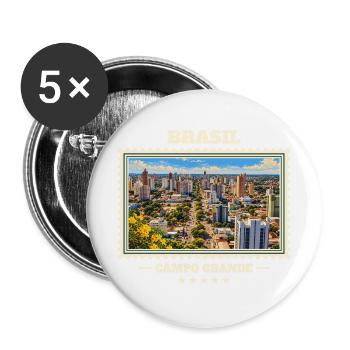 Brasilien Campo Grande Vintage Reisemarke - Buttons groß 56 mm (5er Pack) - Weiß - Vorne