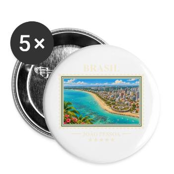 Brasilien João Pessoa Vintage Reisemarke - Buttons groß 56 mm (5er Pack) - Weiß - Vorne
