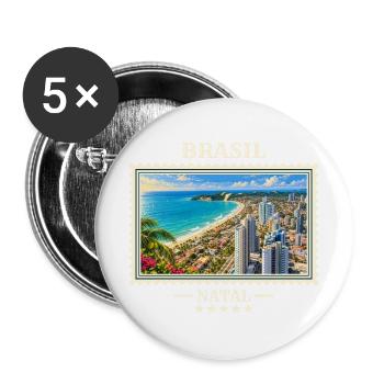 Brasilien Natal Vintage Reisemarke - Buttons groß 56 mm (5er Pack) - Weiß - Vorne