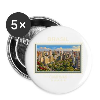 Brasilien Campinas Vintage Reisemarke - Buttons groß 56 mm (5er Pack) - Weiß - Vorne