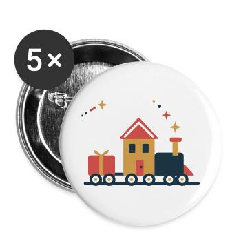 Lebkuchen-Express – Weihnachten auf Schienen - Buttons groß 56 mm (5er Pack) - Weiß - Vorne