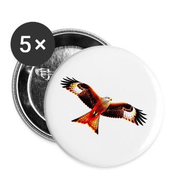 Roter Milan im Flug - Buttons groß 56 mm (5er Pack) - Weiß - Vorne