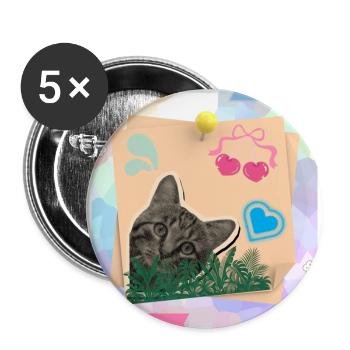Cat_and_notes_-4500_x_5400_px- - Buttons groß 56 mm (5er Pack) - Weiß - Vorne