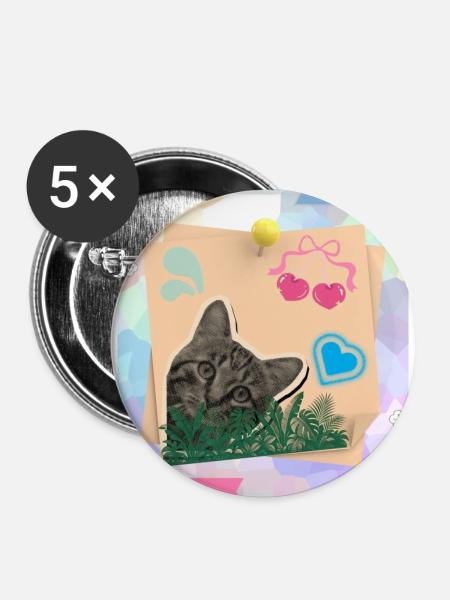 Cat_and_notes_-4500_x_5400_px- - Buttons groß 56 mm (5er Pack) - Weiß
