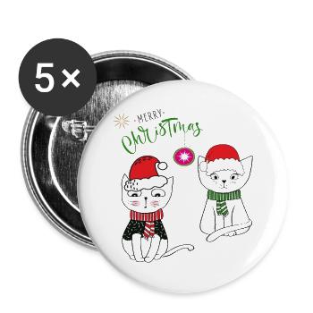 Merry Christmas - Buttons groß 56 mm (5er Pack) - Weiß - Vorne