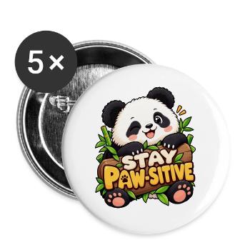 Stay Paw-Sitive Panda - Buttons groß 56 mm (5er Pack) - Weiß - Vorne