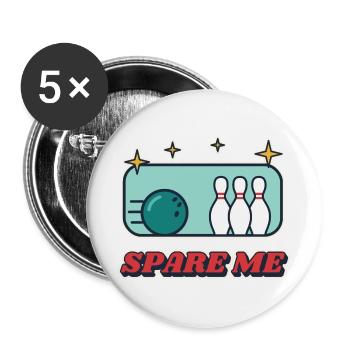 Spare Me Retro Bowling - Buttons groß 56 mm (5er Pack) - Weiß - Vorne