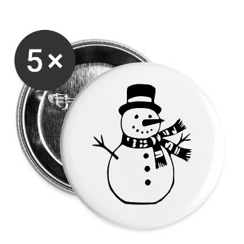 Schneemann Weihnachs Geschenk Weihnachten  - Buttons groß 56 mm (5er Pack) - Weiß - Vorne