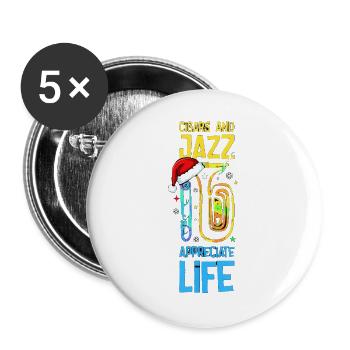 Cigars And Jazz Appreciate Life Saxophon Xmas - Buttons groß 56 mm (5er Pack) - Weiß - Vorne