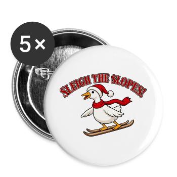 Sleigh The Slopes Ski Duck - Buttons groß 56 mm (5er Pack) - Weiß - Vorne