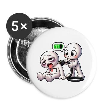 Soziale Batterie leer – Bitte aufladen! - Buttons groß 56 mm (5er Pack) - Weiß - Vorne