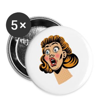 Frau im Schockzustand - Buttons groß 56 mm (5er Pack) - Weiß - Vorne