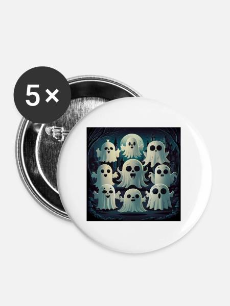 Süßes Kawaii-geister-halloween-spukhaus - Buttons groß 56 mm (5er Pack) - Weiß