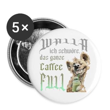 Hund Caffe full - Buttons groß 56 mm (5er Pack) - Weiß - Vorne