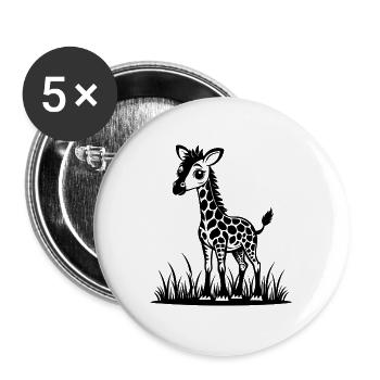 Süße Baby-Giraffen - Buttons groß 56 mm (5er Pack) - Weiß - Vorne