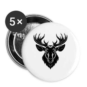 Elchbullenkopf-Reittiere - Buttons groß 56 mm (5er Pack) - Weiß - Vorne