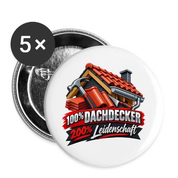 Dachdecker Leidenschaft Shirt - Buttons groß 56 mm (5er Pack) - Weiß - Vorne