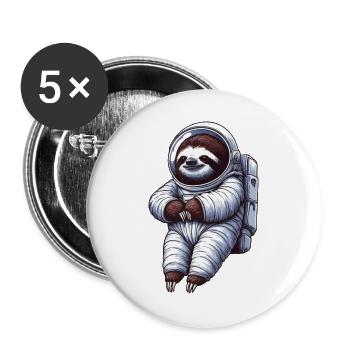 Faultier im Raumanzug – Schwebend - Buttons groß 56 mm (5er Pack) - Weiß - Vorne