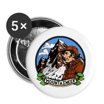 Bergsteiger Alpinisten - Buttons groß 56 mm (5er Pack) - Weiß - Vorne