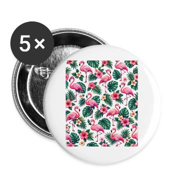 Niedlicher Flamingo Süße Flamingos - Buttons groß 56 mm (5er Pack) - Weiß - Vorne