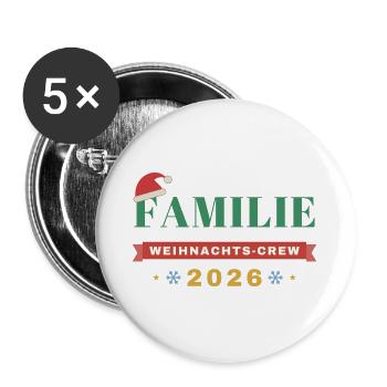 Familie – Weihnachts-Crew 2026 Partnerlook - Buttons groß 56 mm (5er Pack) - Weiß - Vorne