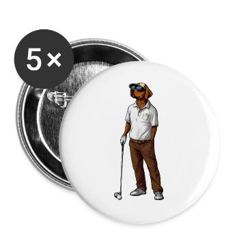 Labrador Retriever Golf - Buttons groß 56 mm (5er Pack) - Weiß - Vorne