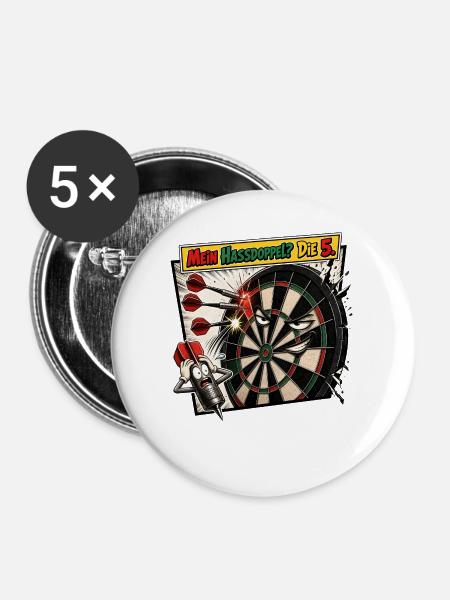 Mein Hassdoppel? Die 5 - Buttons groß 56 mm (5er Pack) - Weiß