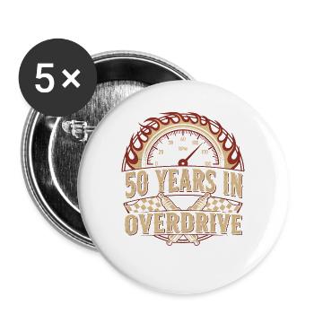 50 Jahre Überdrive - Buttons groß 56 mm (5er Pack) - Weiß - Vorne