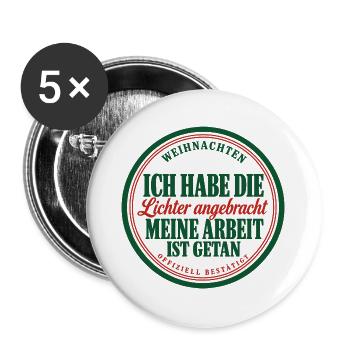 Papa Weihnachten Lichter – Lustiges Shirt - Buttons groß 56 mm (5er Pack) - Weiß - Vorne