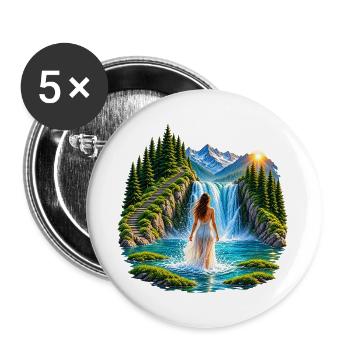 Magischer Wasserfall - Buttons groß 56 mm (5er Pack) - Weiß - Vorne