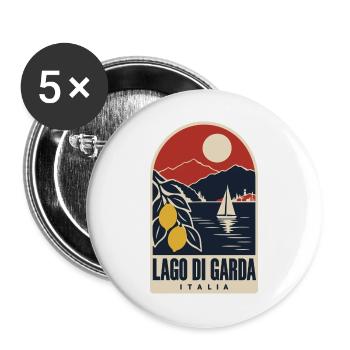 Lago di Garda Vintage-Reiseplakat Gardasee - Buttons groß 56 mm (5er Pack) - Weiß - Vorne
