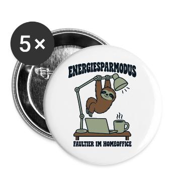 Energiesparmodus Faultier im Homeoffice - Buttons groß 56 mm (5er Pack) - Weiß - Vorne