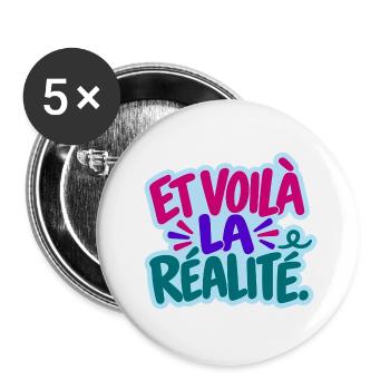 Et voilà – Französischer Spruch - Buttons groß 56 mm (5er Pack) - Weiß - Vorne