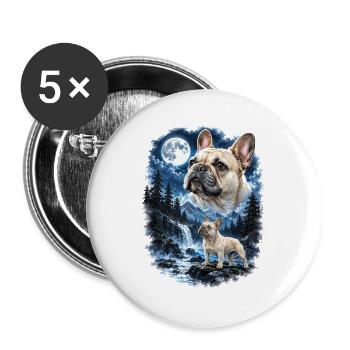  Französische Bulldogge Im Mondschein Bei - Buttons groß 56 mm (5er Pack) - Weiß - Vorne