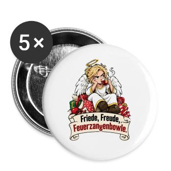 Engel, Weihnachten Feuerzangenbowle - Buttons groß 56 mm (5er Pack) - Weiß - Vorne