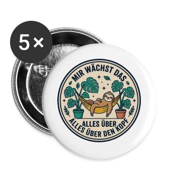 Mir Wächst Das Alles Über Den Kopf Garten - Buttons groß 56 mm (5er Pack) - Weiß - Vorne