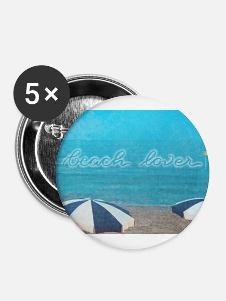 Strandliebhaber - Buttons groß 56 mm (5er Pack) - Weiß