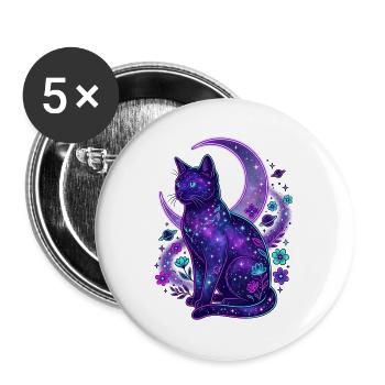 Galaktische Mondkatze - Buttons groß 56 mm (5er Pack) - Weiß - Vorne