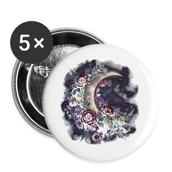 Mondrose im Sternenhimmel - Buttons groß 56 mm (5er Pack) - Weiß - Vorne