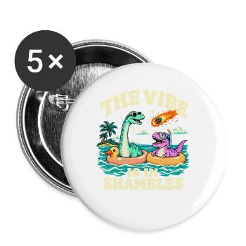 Summer Dinosaurier Die Stimmung ist im Chaos - Buttons groß 56 mm (5er Pack) - Weiß - Vorne
